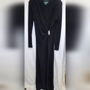 Lauren Ralph Lauren Black Long Sleeve Dress with Embellishment